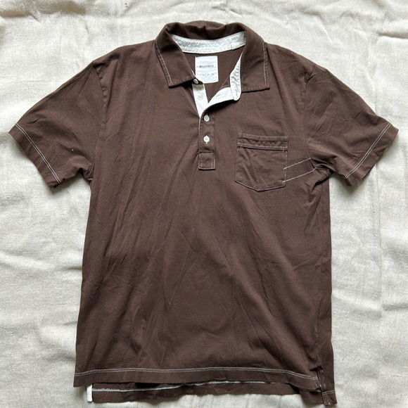 Billy Reid contrast stitch 100% cotton short-sleeve polo shirt - soft and comfy - Picture 1 of 6